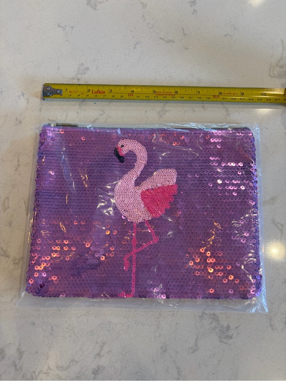 Sequin Flamingo Clutch Zipper Pouch Bag. Brand New!